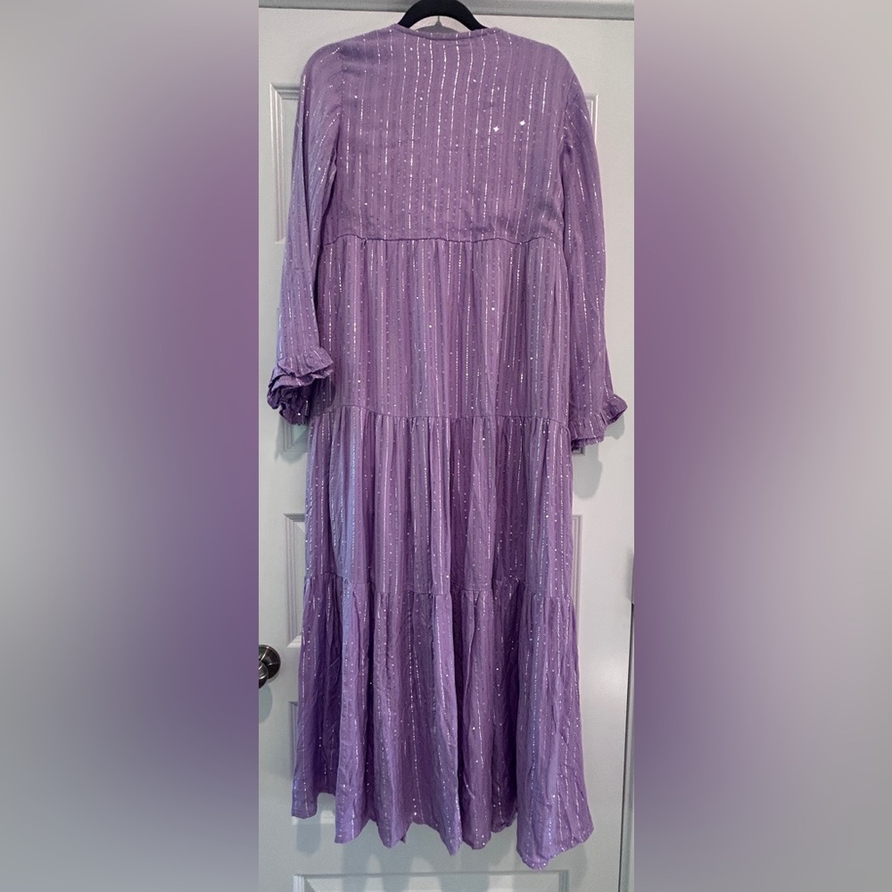 SUNDRESS Neo Long Roma Dress Lavender XS/S Boho Sequins Tiered Ruffled - Picture 10 of 11